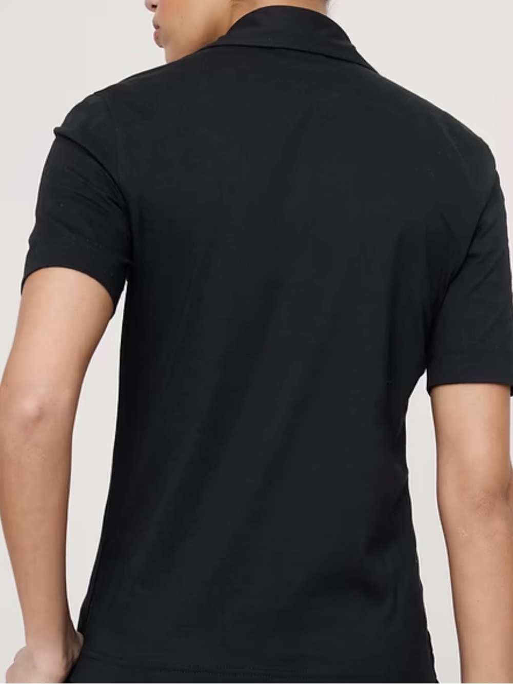 Women’s Black Short-Sleeve Button-Up Shirt - Picture 3 of 4